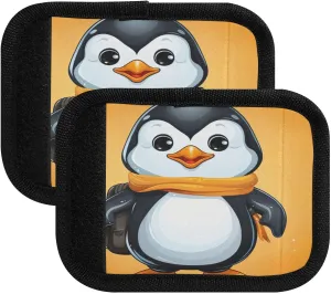 SPRIPORT Cartoon Penguin with Backpack 2 Pack Luggage Handle Wraps for Suitcase Identifier Luggage Makers Covers with ID Tag Luggage Bag Grip Protector Saddle for Flying Airplane Travel Shopping Bag