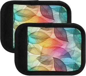 SPRIPORT Colorful Leaves Watercolor 2 Pack Luggage Handle Wraps for Suitcase Identifier Luggage Makers Covers with ID Tag Luggage Bag Grip Protector Saddle for Shopping Bag Flying Airplane Travel