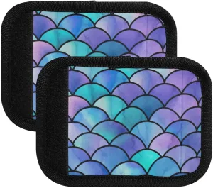 SPRIPORT Colorful Mermaids Scales 2 Pack Luggage Handle Wraps for Suitcase Identifier Luggage Makers Covers with Luggage Tags Grips Luggage Accessories for Flying Airplane Travel Handbag Shopping Bag