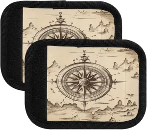 SPRIPORT Compass Hand Drawn 2 Pack Luggage Handle Wraps for Suitcase Identifier Luggage Makers Covers with ID Tag Luggage Bag Grip Protector Saddle for Handbag Shopping Bag Flying Airplane Travel
