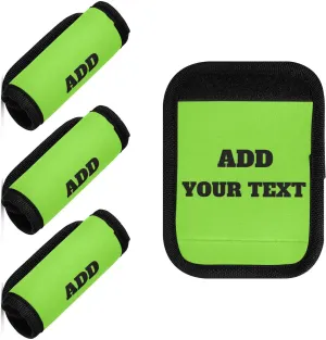 SPRIPORT Custom Fluorescent Green 2 Pack Luggage Handle Wraps for Suitcase Personalized Identifier Luggage Makers Covers with ID Tag Luggage Bag Grip Protector Saddle for Flying Airplane Travel