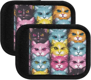 SPRIPORT Cute Cat 2 Pack Luggage Handle Wraps for Suitcase Identifier Luggage Makers Covers with ID Tag Luggage Bag Grip Protector Saddle for Travel Flying Airplane Shopping Bag Handbag Wallet