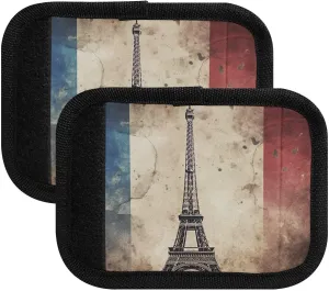 SPRIPORT Eiffel Tower French Flag 2 Pack Luggage Handle Wraps for Suitcase Identifier Luggage Makers Covers with ID Tag Grips Luggage Accessories for Travel Flying Airplane Shopping Bag Handbag