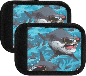 SPRIPORT Fierce Shark Sunglasses 2 Pack Luggage Handle Wraps for Suitcase Identifier Luggage Makers Covers with ID Tag Luggage Bag Grip Protector Saddle for Flying Airplane Travel Handbag