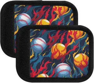 SPRIPORT Flame Baseball Ball Blue 2 Pack Luggage Handle Wraps for Suitcase Identifier Luggage Makers Covers with ID Tag Luggage Bag Grip Protector Saddle for Travel Flying Airplane Handbag