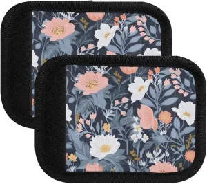 SPRIPORT Florals Flowers Navy Blue 2 Pack Luggage Handle Wraps for Suitcase Identifier Luggage Makers Covers with ID Tag Luggage Bag Grip Protector Saddle for Flying Airplane Travel Shopping Bag