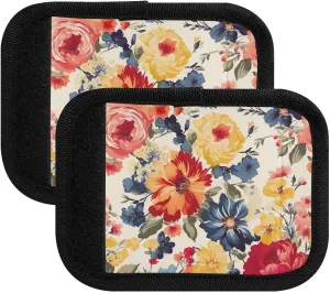 SPRIPORT Flower Vintage Style 2 Pack Luggage Handle Wraps for Suitcase Identifier Luggage Makers Covers with ID Tag Luggage Bag Grip Protector Saddle for Travel Flying Airplane Shopping Bag Handbag