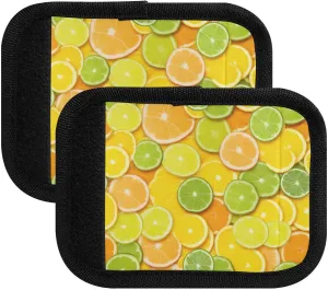 SPRIPORT Flowers Leaves Lemon 2 Pack Luggage Handle Wraps for Suitcase Identifier Luggage Makers Covers with ID Tag Luggage Bag Grip Protector Saddle for Shopping Bag Handbag Flying Airplane Travel