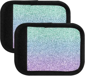 SPRIPORT Gradient Colorful Glitter 2 Pack Luggage Handle Wraps for Suitcase Identifier Luggage Makers Covers with ID Tag Luggage Bag Grip Protector Saddle for Travel Flying Airplane Shopping Bag