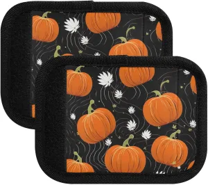 SPRIPORT Halloween Fall Pumpkins 2 Pack Luggage Handle Wraps for Suitcase Identifier Luggage Makers Covers with ID Tag Luggage Bag Grip Protector Saddle for Flying Airplane Travel Shopping Bag