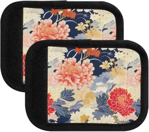 SPRIPORT Japanese Flower Floral 2 Pack Luggage Handle Wraps for Suitcase Identifier Luggage Makers Covers with ID Tag Luggage Bag Grip Protector Saddle for Flying Airplane Travel Handbag Shopping Bag