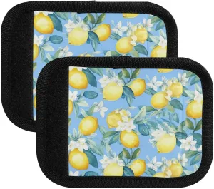 SPRIPORT Leaves Lemons Blue 2 Pack Luggage Handle Wraps for Suitcase Identifier Luggage Makers Covers with ID Tag Luggage Bag Grip Protector Saddle for Travel Flying Airplane Shopping Bag Handbag