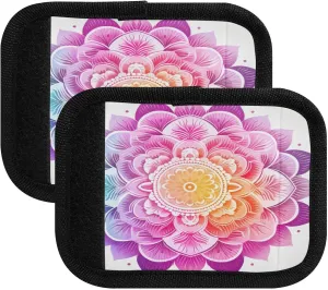 SPRIPORT Mandala Flower 2 Pack Luggage Handle Wraps for Suitcase Identifier Luggage Makers Covers with ID Tag Travel Accessories for Travel Flying Airplane Shopping Bag Handbag Wallet