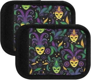 SPRIPORT Mardi Masks 2 Pack Luggage Handle Wraps for Suitcase Identifier Luggage Makers Covers with ID Tag Luggage Bag Grip Protector Saddle for Travel Flying Airplane Handbag Wallet Shopping Bag