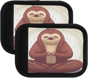 SPRIPORT Meditating Sloth 2 Pack Luggage Handle Wraps for Suitcase Identifier Luggage Makers Covers with ID Tag Luggage Bag Grip Protector Saddle for Shopping Bag Handbag Flying Airplane Travel