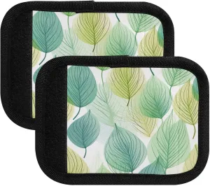 SPRIPORT Modern Leaf Green 2 Pack Luggage Handle Wraps for Suitcase Identifier Luggage Makers Covers with ID Tag Luggage Bag Grip Protector Saddle for Travel Flying Airplane Shopping Bag Handbag