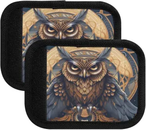 SPRIPORT Owl Tattoo with Sun 2 Pack Luggage Handle Wraps for Suitcase Identifier Luggage Makers Covers with ID Tag Luggage Bag Grip Protector Saddle for Shopping Bag Handbag Flying Airplane Travel