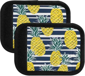 SPRIPORT Pineapple Black White Stripe 2 Pack Luggage Handle Wraps for Suitcase Identifier Luggage Makers Covers with ID Tag Luggage Bag Grip Protector Saddle for Handbag Flying Airplane Travel