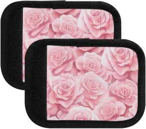 SPRIPORT Pink Roses 2 Pack Luggage Handle Wraps for Suitcase Identifier Luggage Makers Covers with ID Tag Luggage Bag Grip Protector Saddle for Handbag Wallet Shopping Bag Flying Airplane Travel