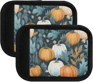 SPRIPORT Pumpkins Fall Leaves 2 Pack Luggage Handle Wraps for Suitcase Identifier Luggage Makers Covers with ID Tag Luggage Bag Grip Protector Saddle for Flying Airplane Travel Handbag Shopping Bag