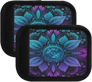 SPRIPORT Purple Blue Mandala 2 Pack Luggage Handle Wraps for Suitcase Identifier Luggage Makers Covers with ID Tag Luggage Bag Grip Protector Saddle for Travel Flying Airplane Handbag Shopping Bag