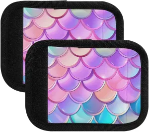 SPRIPORT Rainbow Mermaids Scales 2 Pack Luggage Handle Wraps for Suitcase Identifier Luggage Makers Covers with ID Tag Luggage Bag Grip Protector Saddle for Shopping Bag Flying Airplane Travel