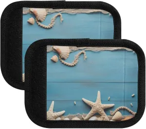 SPRIPORT Sea Shells Beach 2 Pack Luggage Handle Wraps for Suitcase Identifier Luggage Makers Covers with ID Tag Luggage Bag Grip Protector Saddle for Travel Flying Airplane Shopping Bag Handbag