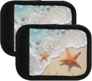SPRIPORT Starfish in The Sand 2 Pack Luggage Handle Wraps for Suitcase Identifier Luggage Makers Covers with ID Tag Luggage Bag Grip Protector Saddle for Flying Airplane Travel Shopping Bag Handbag