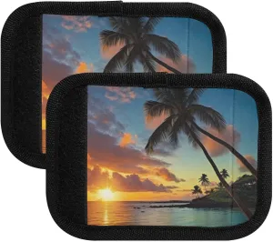 SPRIPORT Sunset Tropical Plam Tree 2 Pack Luggage Handle Wraps for Suitcase Identifier Luggage Makers Covers with ID Tag Luggage Bag Grip Protector Saddle for Travel Flying Airplane Shopping Bag