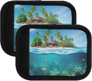 SPRIPORT Underwater Tropical Island 2 Pack Luggage Handle Wraps for Suitcase Identifier Luggage Makers Covers with ID Tag Luggage Bag Grip Protector Saddle for Flying Airplane Travel Shopping Bag