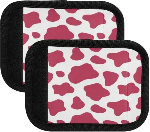 SPRIPORT Viva Magenta Cow Print 2 Pack Luggage Handle Wraps for Suitcase Identifier Luggage Makers Covers with ID Tag Soft Handle Covers for Shopping Bag Handbag Wallet Flying Airplane Travel