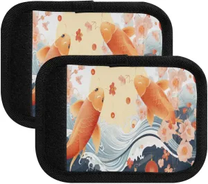 SPRIPORT Watercolor Fish Blossoms 2 Pack Luggage Handle Wraps for Suitcase Identifier Luggage Makers Covers with ID Tag Luggage Bag Grip Protector Saddle for Flying Airplane Travel Shopping Bag
