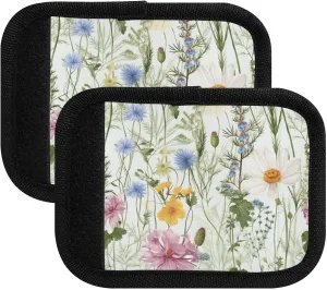 SPRIPORT Watercolor Flowers Wildflower Leaves 2 Pack Luggage Handle Wraps for Suitcase Identifier Luggage Makers Covers with ID Tag Luggage Bag Grip Protector Saddle for Shopping Flying Travel