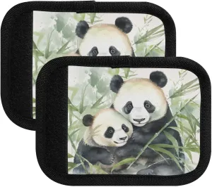 SPRIPORT Watercolor Pandas Leave 2 Pack Luggage Handle Wraps for Suitcase Identifier Luggage Makers Covers with ID Tag Luggage Bag Grip Protector Saddle for Travel Flying Airplane Shopping Bag