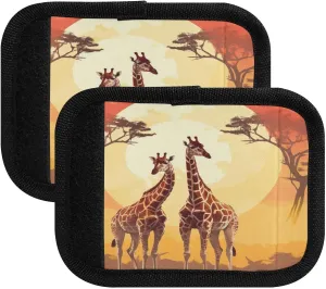 SPRIPORT Wild Giraffes Sunset 2 Pack Luggage Handle Wraps for Suitcase Identifier Luggage Makers Covers with ID Tag Luggage Bag Grip Protector Saddle for Shopping Bag Handbag Flying Airplane Travel