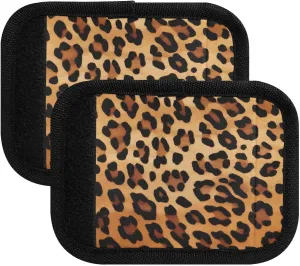 SPRIPORT Yellow Leopard Print 2 Pack Luggage Handle Wraps for Suitcase Identifier Luggage Makers Covers with ID Tag Grips Luggage Accessories for Shopping Bag Handbag Wallet Flying Airplane Travel