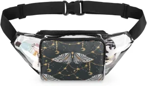 Star Moth Clear Fanny Pack Stadium Approved Adjustable Clear Belt Bag Cute Waist Bags for Women Men Travel Sports Events Hiking Concerts