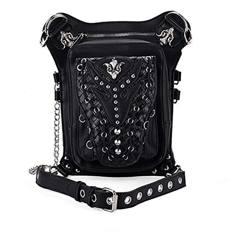 Steampunk Gothic Waist Bag Retro Rock Shoulder Bag Womens Vintage Leather Leg Bag