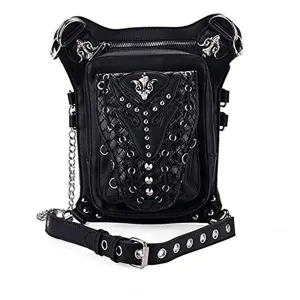 Steampunk Gothic Waist Bag Retro Rock Shoulder Bag Womens Vintage Leather Leg Bag