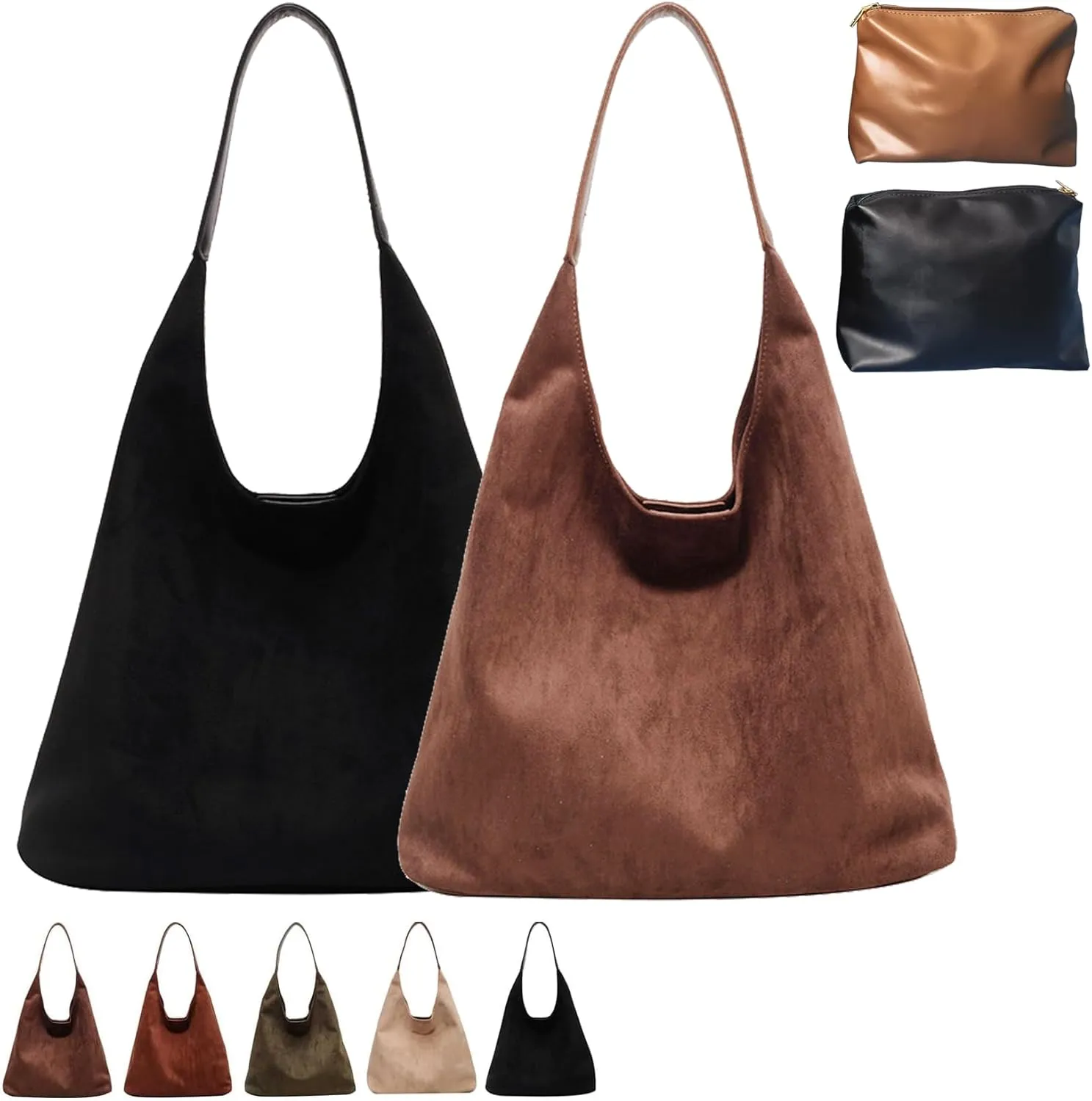 Suede Hobo Bag, Large Capacity Suede Shoulder Bag, Retro Suede Slouchy Bag, Womens Suede Tote Bag