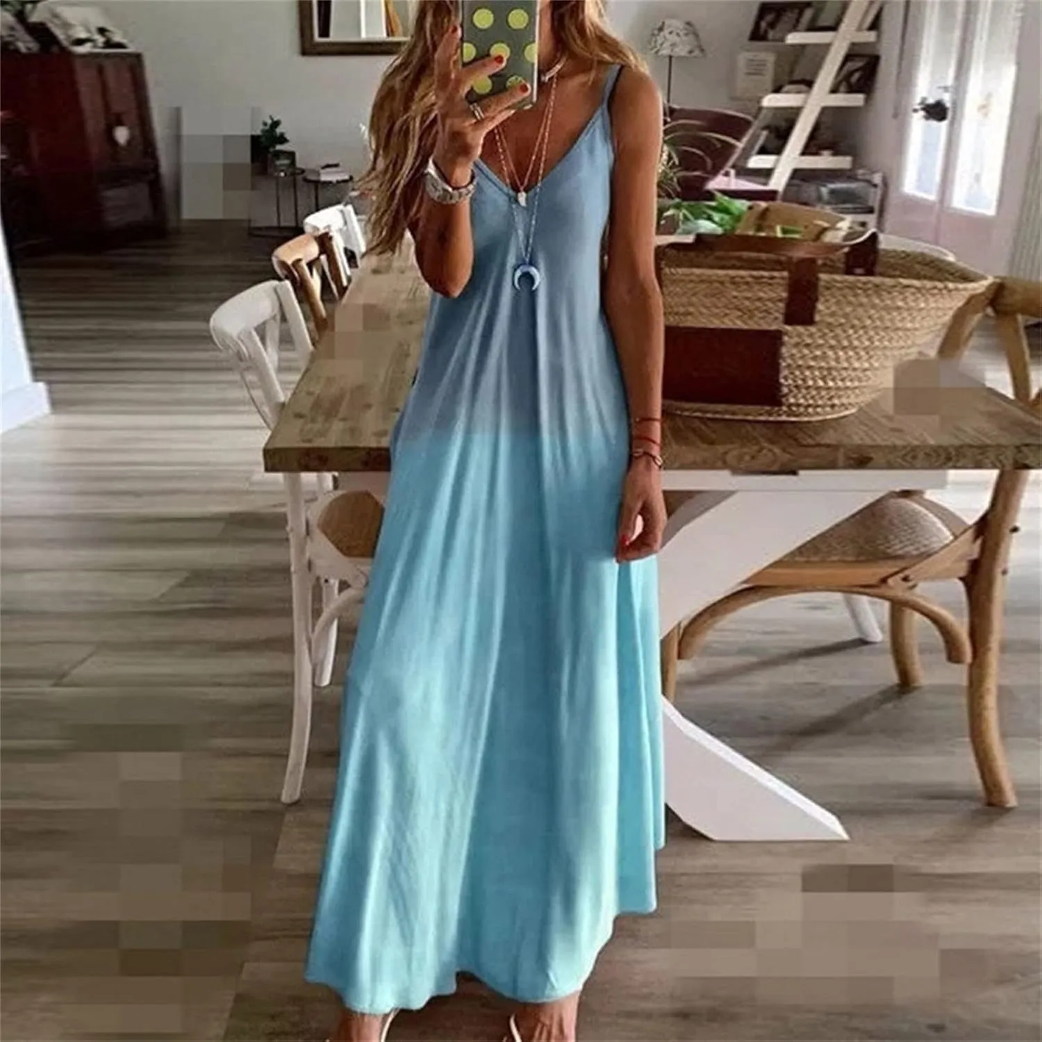 Summer Dresses for Womens 2024 Dressy Casual Sleeveless Sexy V Neck Long Maxi Dress Beach Floor Length Sundress