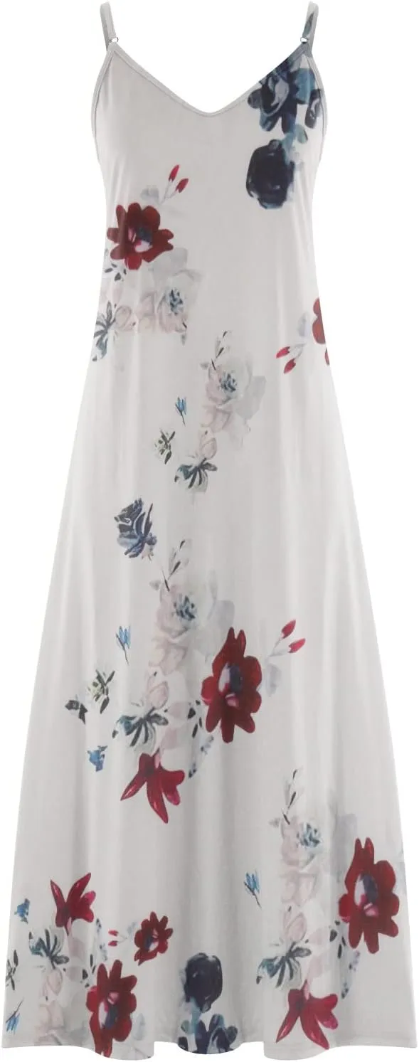 Summer Dresses for Womens 2024 Trendy Flowy V Neck Sleeveless Maxi Dress Casual Loose Fit Dress Long Beach Sundress
