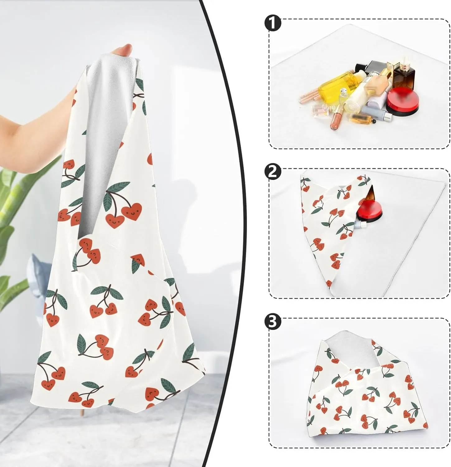 susiyo Heart-shaped Cherry Berries Protective Wrap Anti-scratch Lens Camera Wrap Lens Protector Magic Self-Adhesive Cloth Wrapper Portable Cosmetic Bag Travel Organizer for Camera DSLR Laptop Accessor