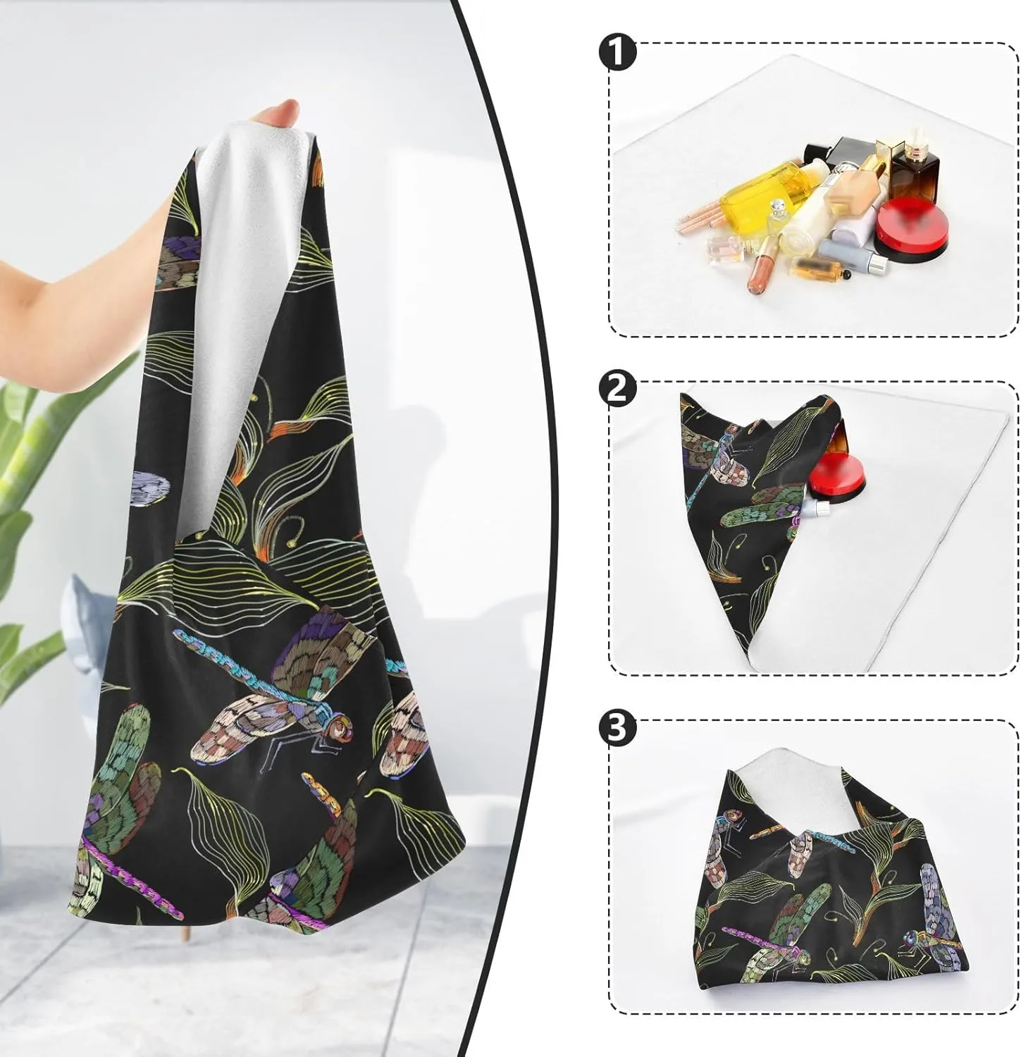 susiyo Herbs and Dragonflies Protective Wrap Anti-scratch Lens Camera Wrap Lens Protector Magic Self-Adhesive Cloth Wrapper Portable Cosmetic Bag Travel Organizer for Camera DSLR Laptop Accessories