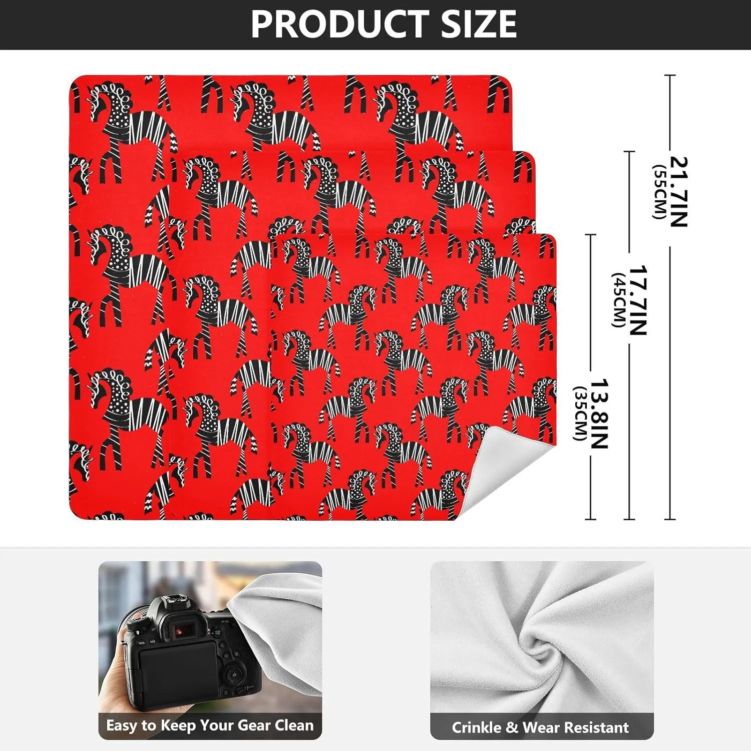 susiyo Horses Zebras Protective Wrap Anti-scratch Lens Camera Wrap Lens Protector Magic Self-Adhesive Cloth Wrapper Portable Cosmetic Bag Travel Organizer for Camera DSLR Laptop Accessories