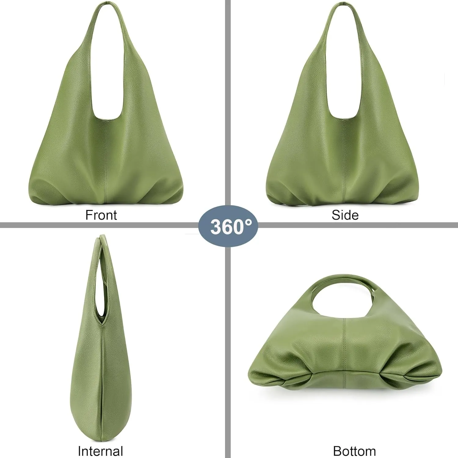 Sustainable Hobo Handbag Women's Retro Vegan Leather Shoulder Purse with Tote Function