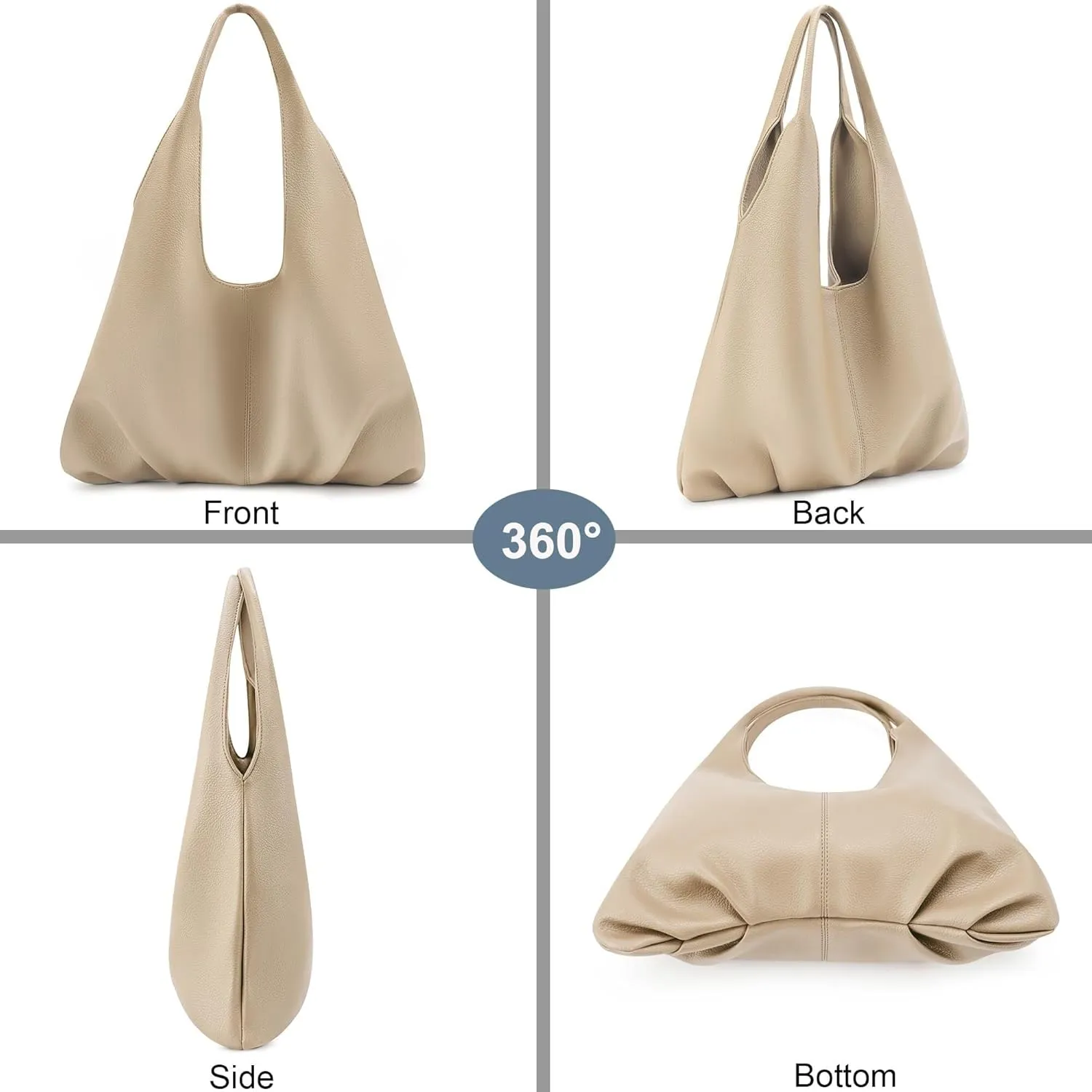Sustainable Hobo Handbag Women's Retro Vegan Leather Shoulder Purse with Tote Function