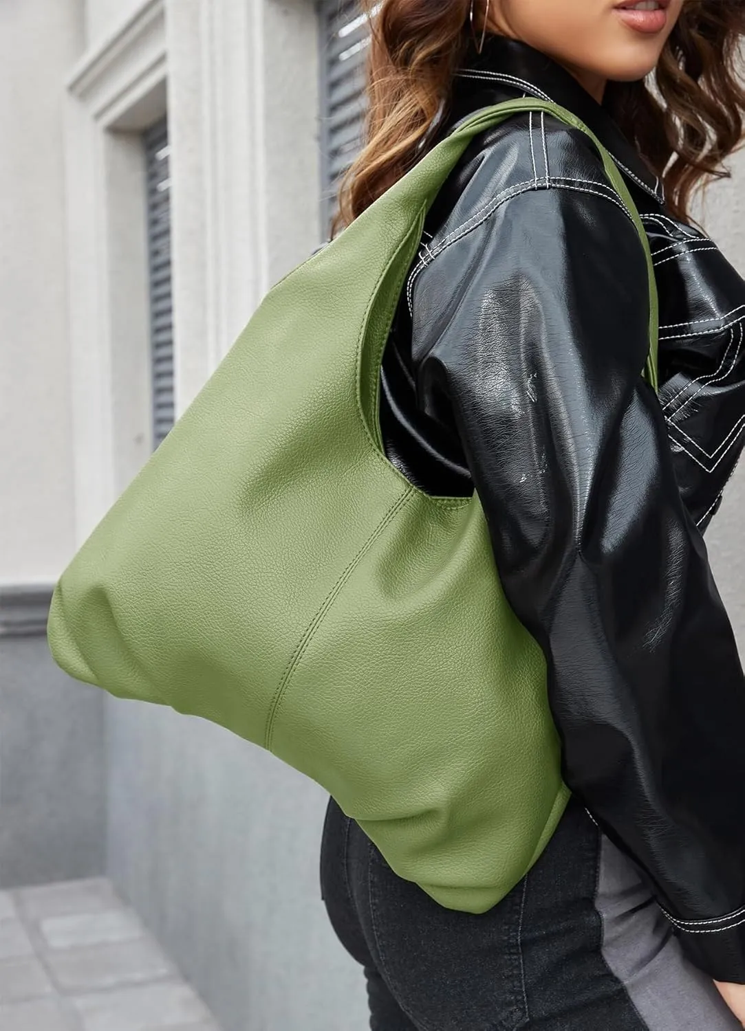 Sustainable Hobo Handbag Women's Retro Vegan Leather Shoulder Purse with Tote Function
