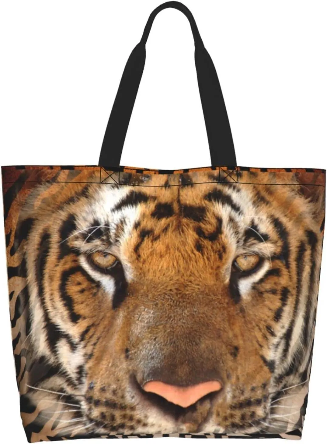 Tiger Shoulder Bag Cool Tiger Bags Storage Handle Shopping Bag Portable Animal Bag
