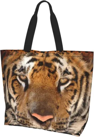 Tiger Shoulder Bag Cool Tiger Bags Storage Handle Shopping Bag Portable Animal Bag
